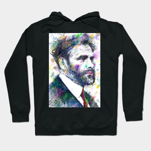 GUSTAV KLIMT watercolor portrait Hoodie by lautir